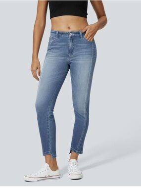 Halara Flex Skinny Jeans Womens Large Blue Low Rise Stretch Ankle Casual Denim